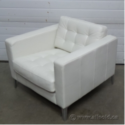 Ikea Landskrona White Leather Reception Lounge Chair